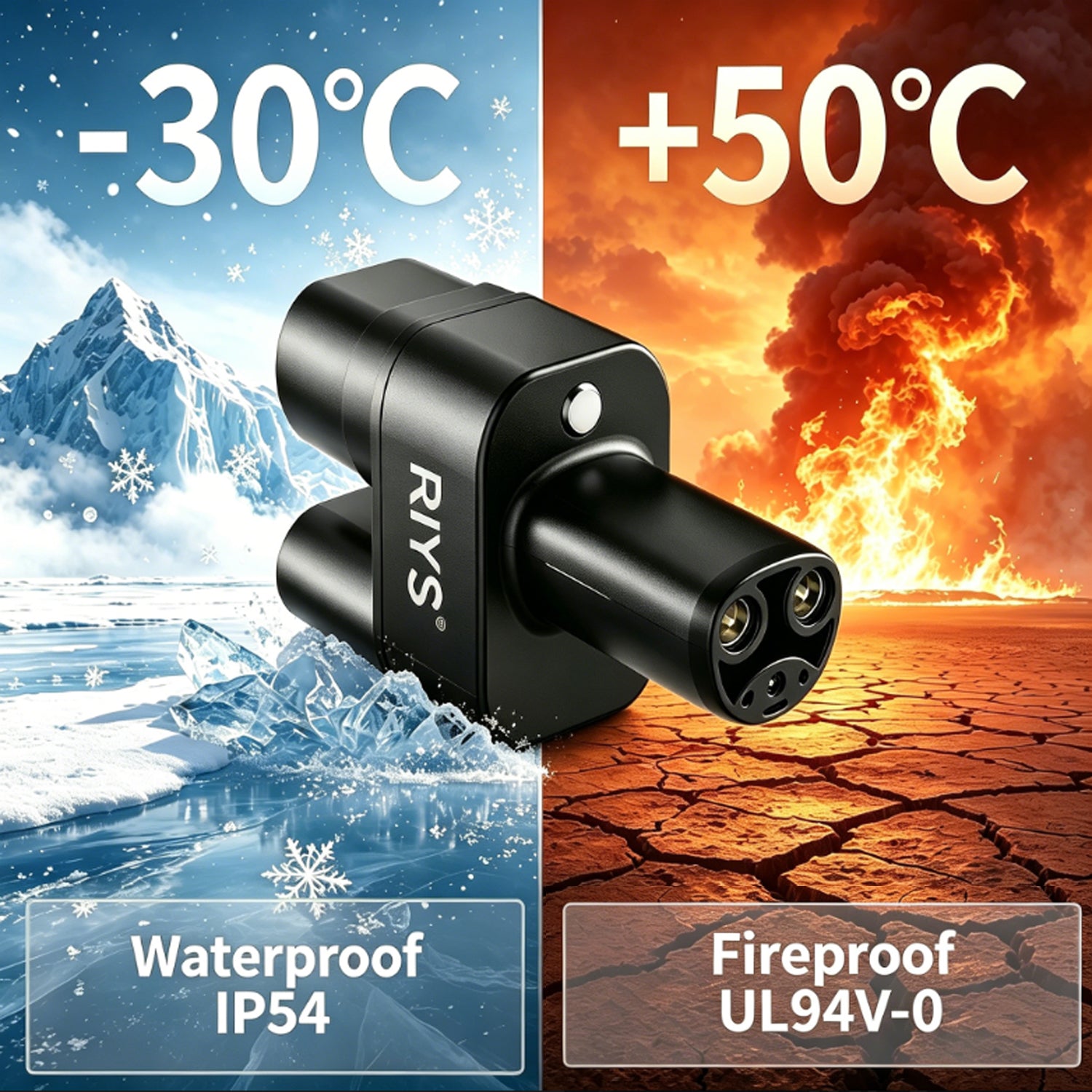 RIYS CCS2‑to‑NACS AC+DC Adapter for Tesla Cybertruck EV