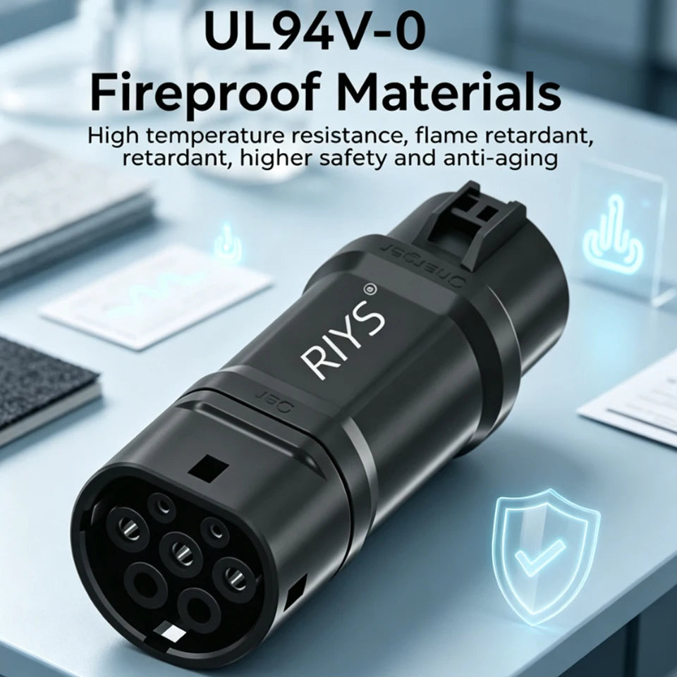 Type1 to Type2 Car Connector AC Adapter 250V 32A Max Fast Charging Electric Vehicle Charging Adapter J1772 to Type2 Charger