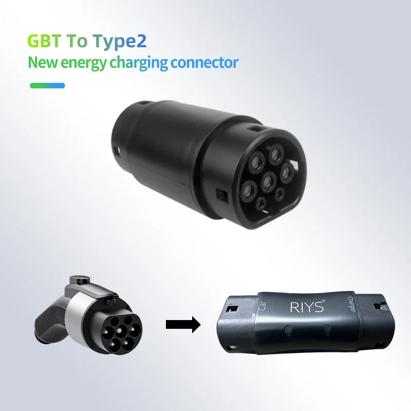 RIYS GBT to Type 2 EV Charger Converter Adapter 16A 32A for EVSE Charging GB To IEC 62196 Type2 Standard EV Charger Adaptor