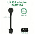 For Tesla UK 13A Tesla Model S, 3, X, Y Gen 2 EV Charger Extension Cable Connector AC 240V Socket For Tesla Gen2 Mobile Charger