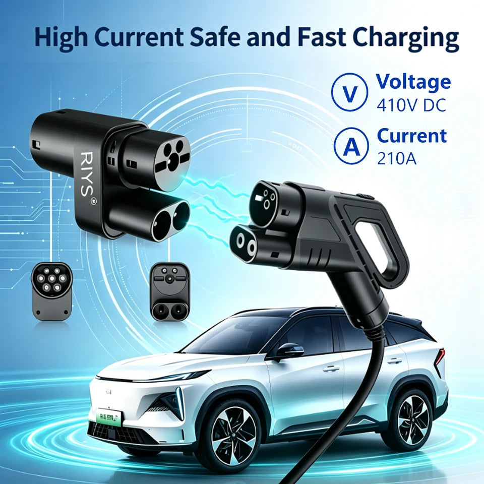 RIYS CCS2‑to‑Type2 Tesla EV Charging Adapter for Model S/X