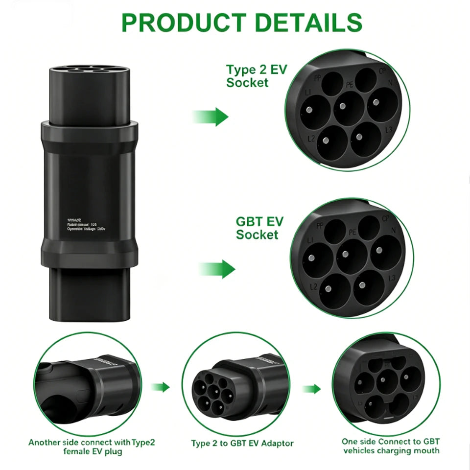 TYPE2-GBT Electric Vehicle Charging Adapter For Tesla Accessories Type2 to GB/T EV Charging Converter For Chinese Standard Cars