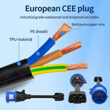 Pour TS-NACS 3 Broches Bleu CEE Adaptateur Pour Placements Modèle S,3,X,Y Isabel 2 EV Chargeur Extension Connecteur 240V Sortie