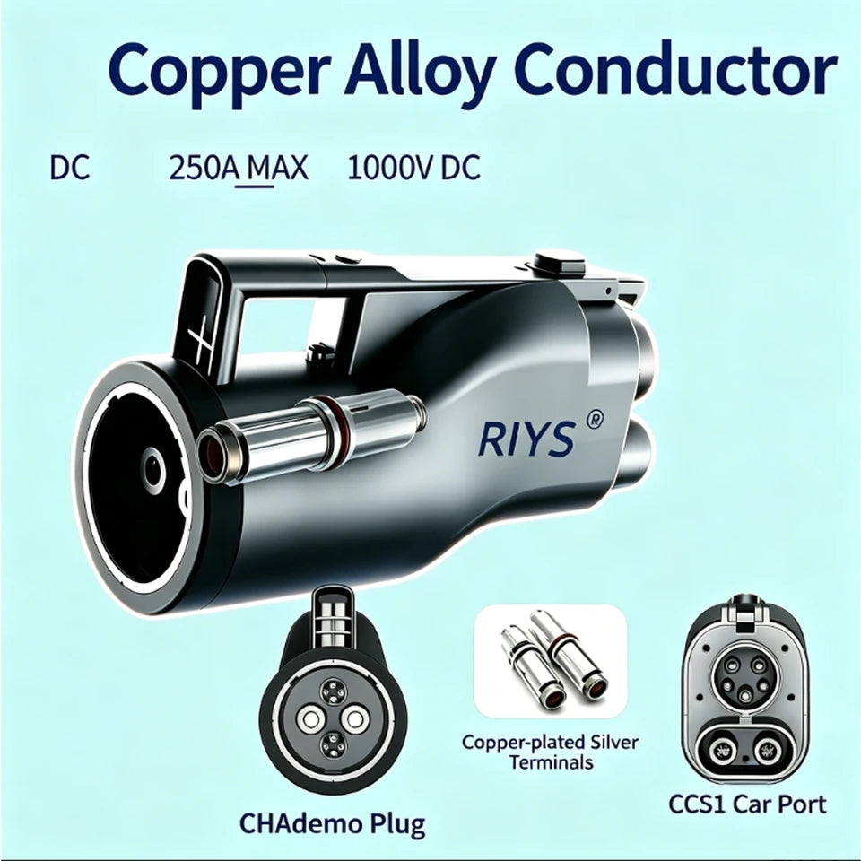 RIYS CHAdeMO‑CCS1 DC Adapter 250A‑250kW US EV