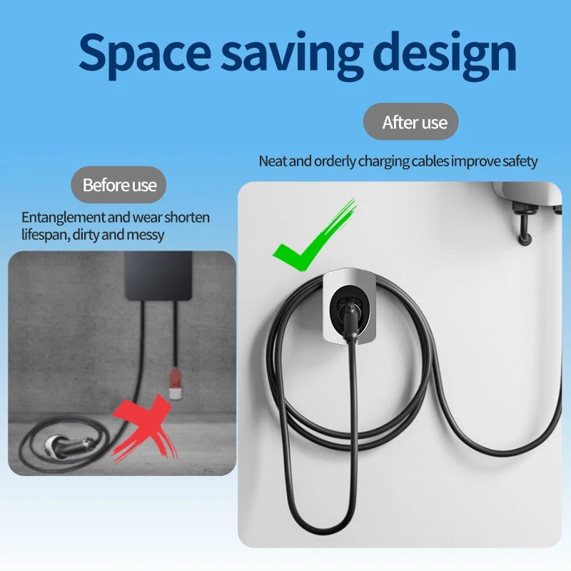 Type 2 EV Charger Holder, Stylish, IEC62196-2, Charging Cable Organizer, Plug Holder, Slim Wallbox, EV Charger, Supports Type 2