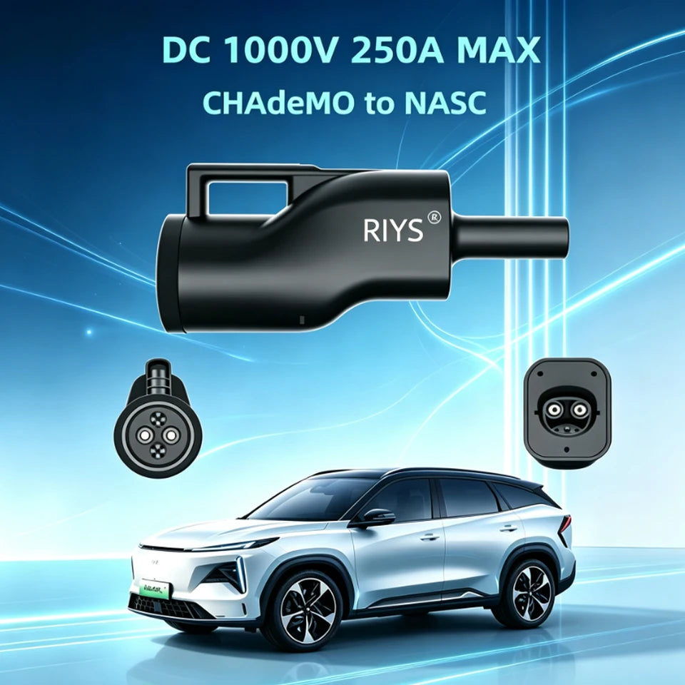 RIYS CHAdeMO‑NACS DC Adapter 250A Fast Charger for Tesla EV