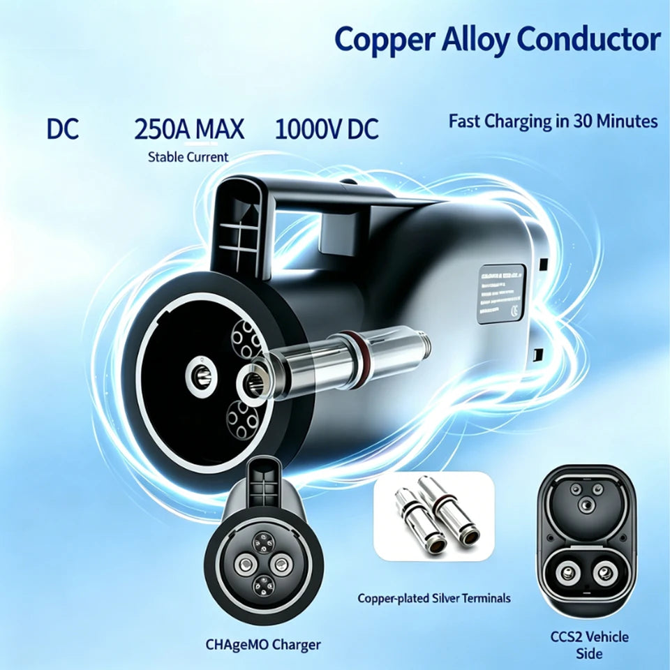 RIYS CHAdeMO‑CCS2 DC Adapter 250A 250KW 1000V Combo2 EV Charger