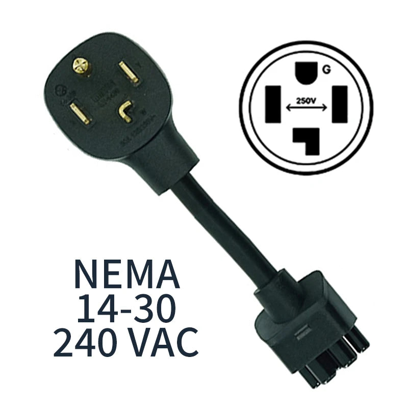 RIYS nema 14-30 plug adapter for tesla model s, 3, x, y ev charger extension cable connection tesla nema adapter gen 2 30a