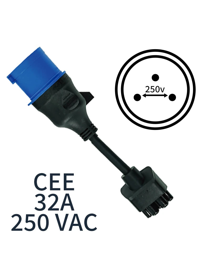 RIYS 3 pin blue cee plug adapter for tesla model s, 3, x, y ev charger extension cable connection tesla nema adapter gen