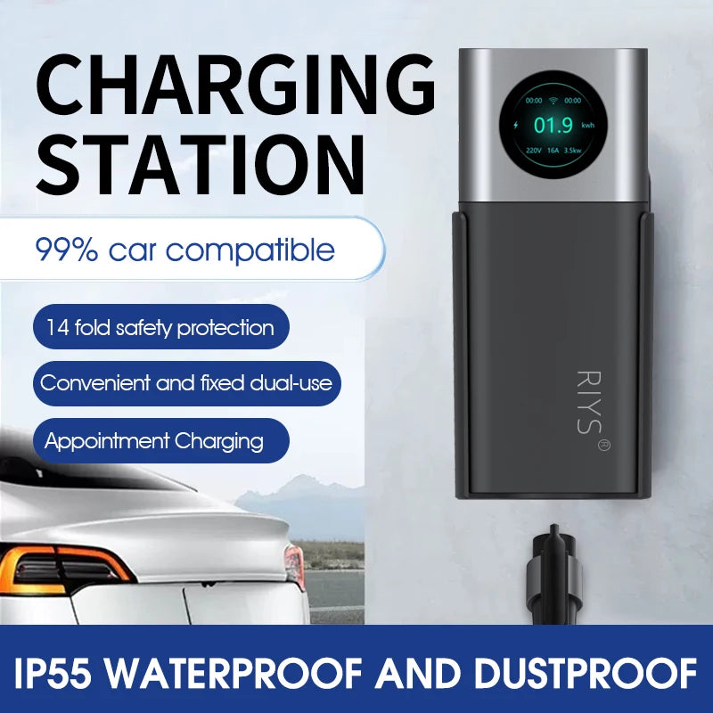 RIYS 22KW 32A Portable Electric Vehicle Charger GB/T Charging Box Electric Vehicle Charger CEE Socket GB Electric Vehi