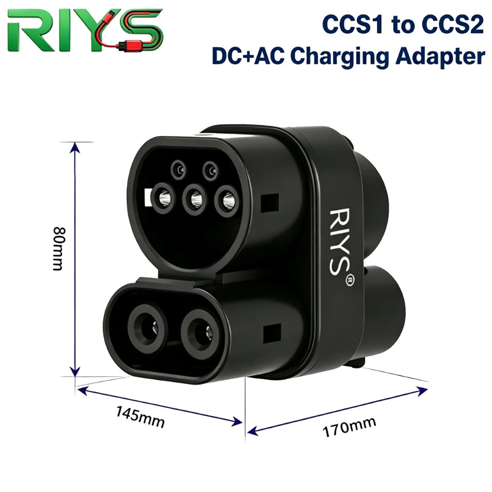 RIYS CCS1‑CCS2 Adapter 400A Max AC Type1‑Type2 for GEELY EX5 2026