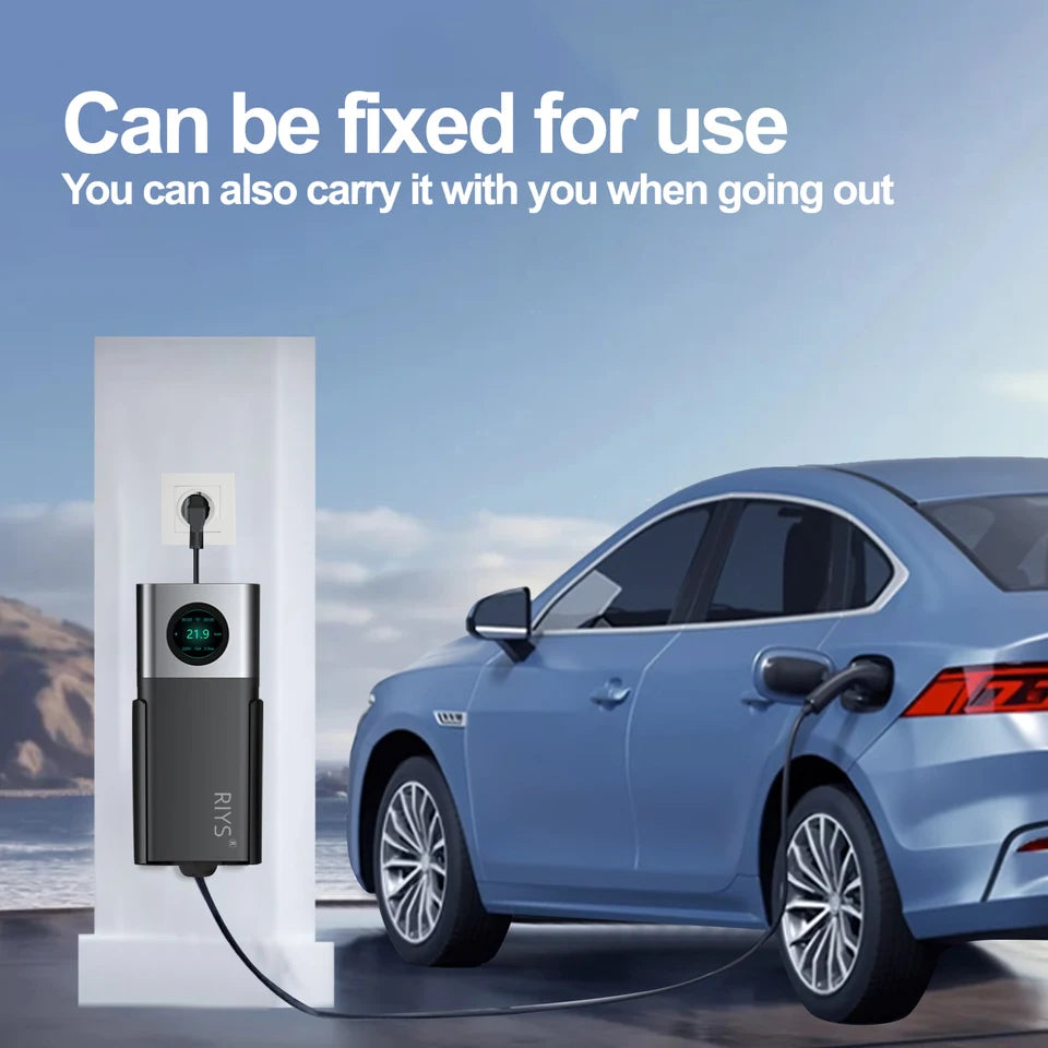 RIYS EV Charger Typ2 Cable 32 A 22 kW Dynamic Load Blancing EVSE Wallbox APP Function 11 kW 22 kW Charging Station Electric Car