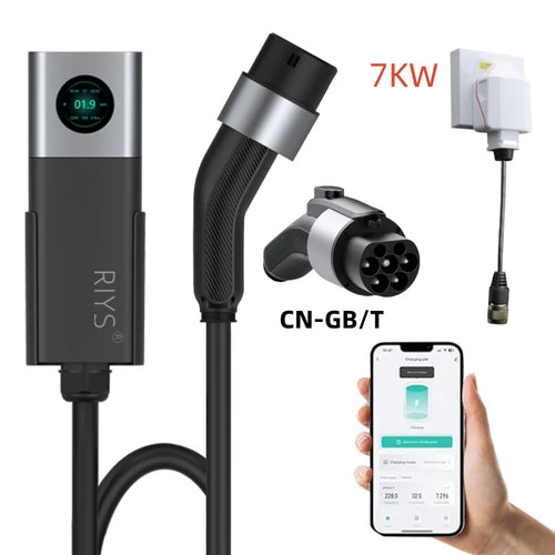 EV Portable Charging Box 32A 7kW 7M GB/T Connector WiFi APP Remote Control EV Charger Support Delayed Charging For GBT Standard
